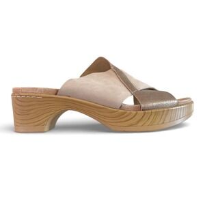 Dansko Womens Sandals Gold Beige Leather Criss Cross Slip On Size 38